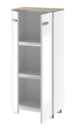 Badm�bel Set Dense in wei� Hochglanz Lack und Eiche Badkombination MIT Waschbecken und Badlampe 130 x 200 h�ngend / stehend