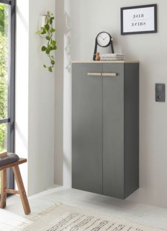 Badezimmer Kommode Dense in anthrazit matt und Eiche Midischrank h�ngend / stehend 51 x 110 cm