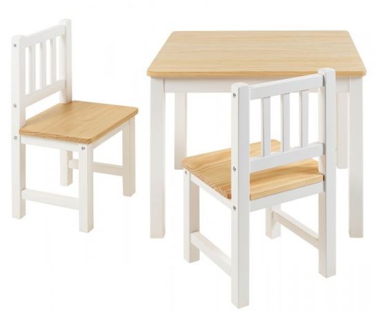 BOMI� Kindersitzgruppe Amy in wei� und natur Sitzgruppe Kindertisch und 2 x Stuhl