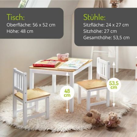 BOMI� Kindersitzgruppe Amy in wei� und natur Sitzgruppe Kindertisch und 2 x Stuhl