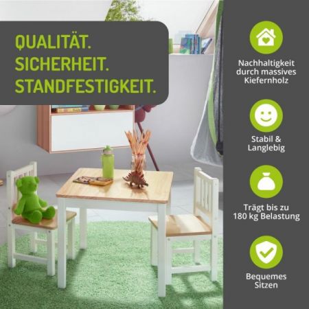 BOMI� Kindersitzgruppe Amy in wei� und natur Sitzgruppe Kindertisch und 2 x Stuhl