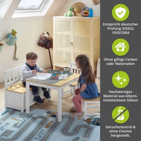 BOMI� Kindersitzgruppe Amy in wei� und natur Sitzgruppe Kindertisch und 2 x Stuhl