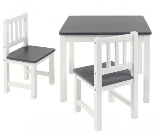 BOMI� Kindersitzgruppe Amy in wei� und grau Sitzgruppe Kindertisch und 2 x Stuhl
