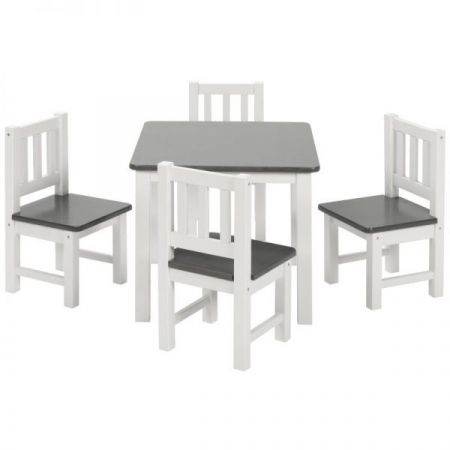 BOMI� Kindersitzgruppe Amy in wei� und grau Sitzgruppe Kindertisch und 4 x Stuhl