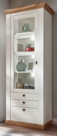 Vitrine Hemsby in wei� Pinie und Eiche Wotan Landhaus Vitrinenschrank 82 x 204 cm