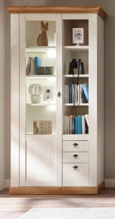 Vitrine Hemsby in wei� Pinie und Eiche Wotan Landhaus Vitrinenschrank 102 x 204 cm