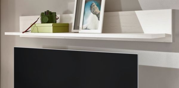Wandboard Hemsby in wei� Pinie Landhaus Wandregal 146 cm B�cherregal