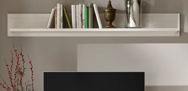 Wandboard Hemsby in wei� Pinie Landhaus Wandregal 146 cm B�cherregal