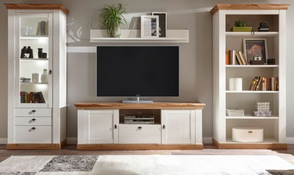 Wandboard Hemsby in wei� Pinie Landhaus Wandregal 146 cm B�cherregal