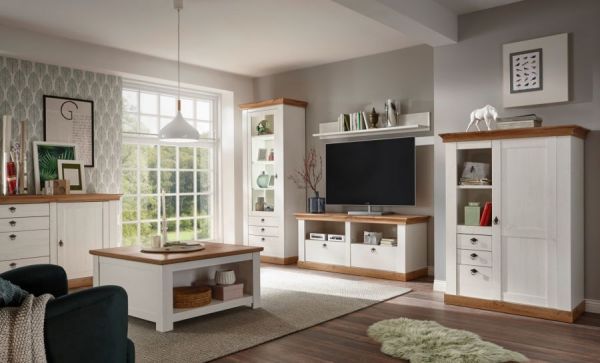 Highboard Hemsby in wei� Pinie und Eiche Wotan Landhaus Anrichte 102 x 139 cm