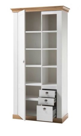 Stauraumschrank Hemsby in wei� Pinie und Eiche Wotan Landhaus Mehrzweckschrank 102 x 204 cm