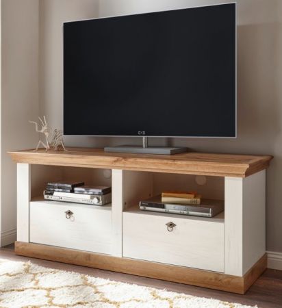 TV-Lowboard Hemsby in wei� Pinie und Eiche Wotan Landhaus TV Unterteil mit Komforth�he 152 x 64 cm