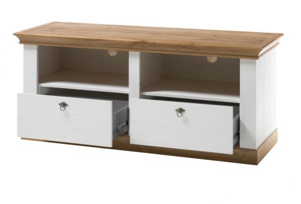 TV-Lowboard Hemsby in wei� Pinie und Eiche Wotan Landhaus TV Unterteil mit Komforth�he 152 x 64 cm