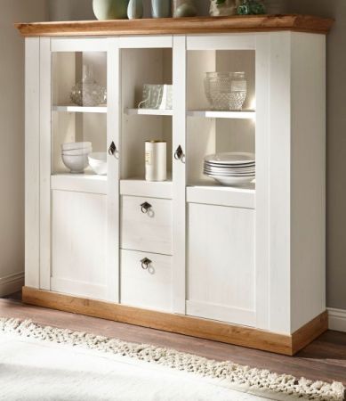 Highboard Hemsby in wei� Pinie und Eiche Wotan Landhaus Anrichte 148 x 139 cm