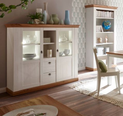 Highboard Hemsby in wei� Pinie und Eiche Wotan Landhaus Anrichte 148 x 139 cm