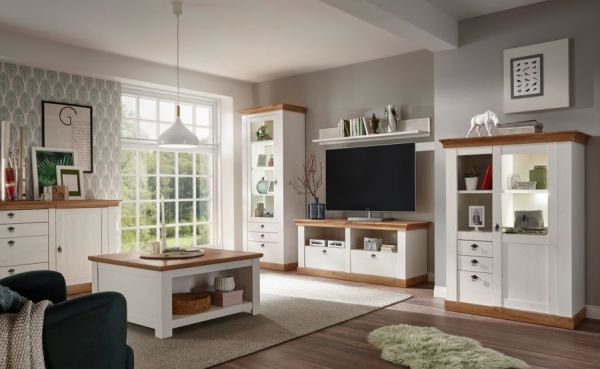 Highboard Hemsby in wei� Pinie und Eiche Wotan Landhaus Anrichte 148 x 139 cm