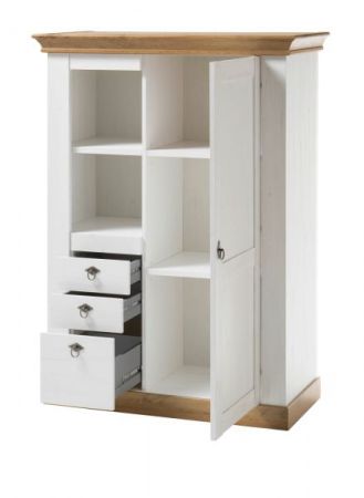 Wohnwand Hemsby in wei� Pinie und Eiche Wotan Landhaus Schrankwand 4-teilig 356 x 204 cm