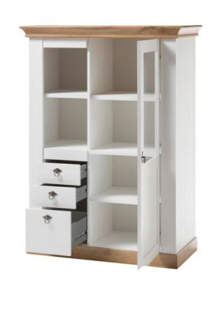 Wohnwand Hemsby in wei� Pinie und Eiche Wotan Landhaus Schrankwand 4-teilig 376 x 170 cm