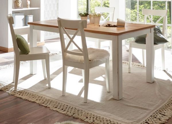Esszimmer Set Hemsby in wei� Pinie und Eiche Wotan Landhaus Speisezimmer 3-teilig