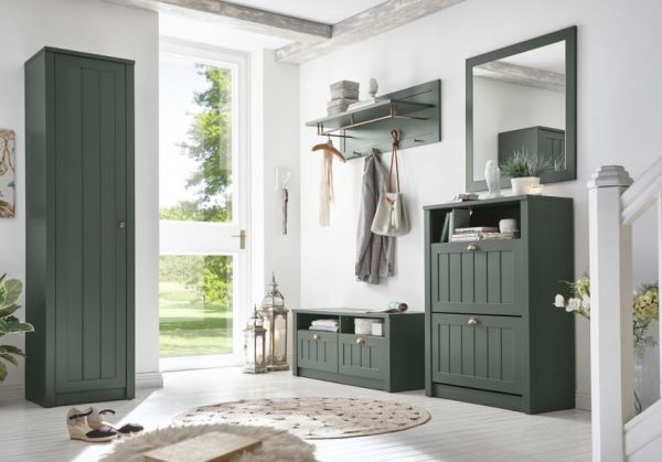 Schuhschrank Forres in gr�n Landhausstil Mehrzweckschrank 50 x 197 cm