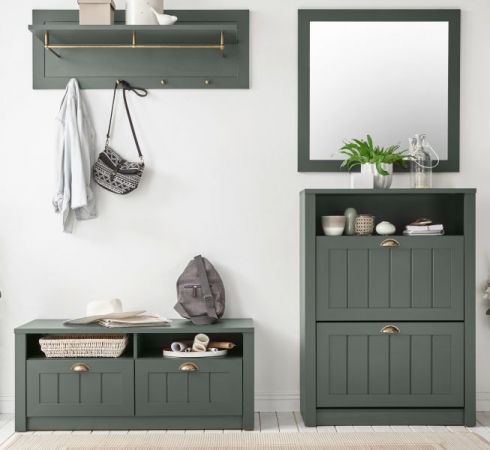 Garderobenkombination Forres in gr�n Landhausstil Garderobe Set 4-teilig 212 x 198 cm