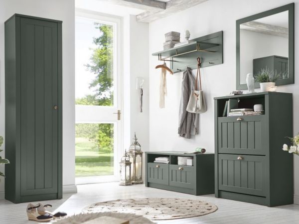 Garderobenkombination Forres in gr�n Landhausstil Garderobe Set 5-teilig 272 x 198 cm
