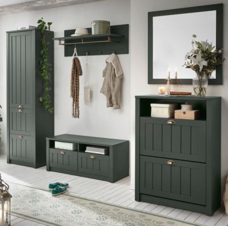 Garderobenkombination Forres in gr�n Landhausstil Garderobe Set 5-teilig 282 x 198 cm