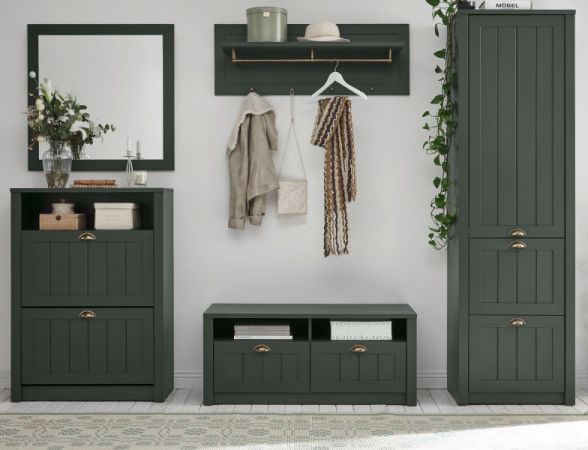 Garderobenkombination Forres in gr�n Landhausstil Garderobe Set 5-teilig 282 x 198 cm