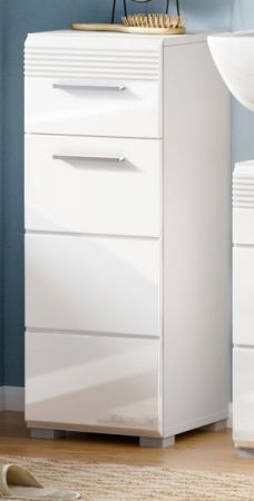Badezimmer Unterschrank Leon in wei� Hochglanz Badm�bel Kommode 30 x 79 cm