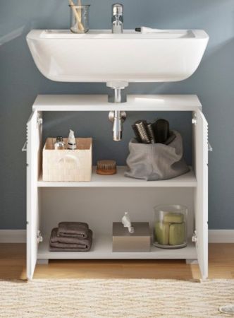 Waschbeckenunterschrank Leon in wei� Hochglanz Badezimmer Unterschrank 60 x 56 cm
