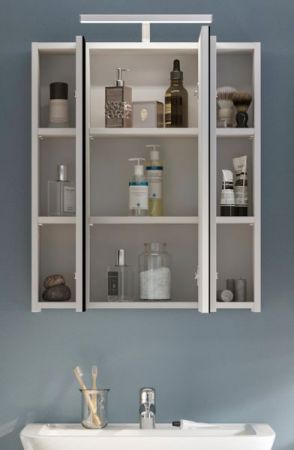 Badezimmer Spiegelschrank Leon in wei� Badschrank 3-t�rig 60 x 70 cm