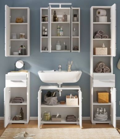 Badm�bel Set 5-teilig Leon in wei� Hochglanz Badkombination 150 x 182 cm