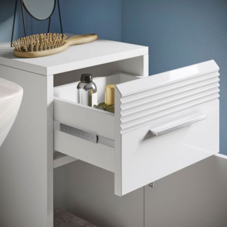 Badm�bel Set 3-teilig Leon in wei� Hochglanz Badkombination 105 x 182 cm