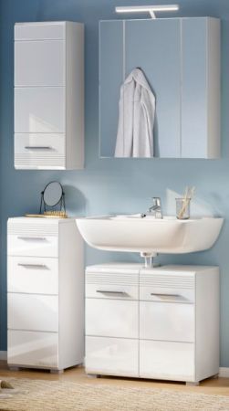Badm�bel Set 4-teilig Leon in wei� Hochglanz Badkombination 105 x 182 cm