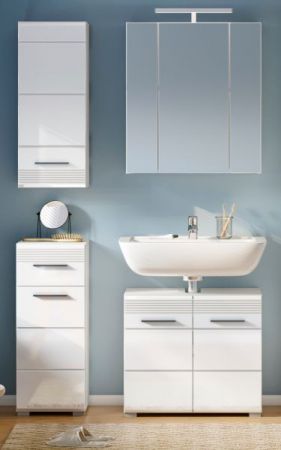 Badm�bel Set 4-teilig Leon in wei� Hochglanz Badkombination 105 x 182 cm