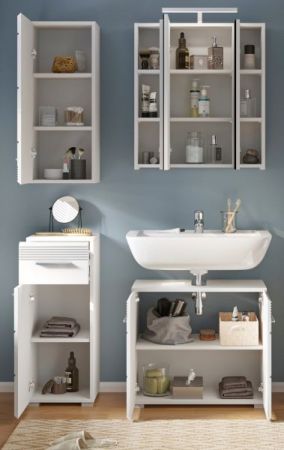 Badm�bel Set 4-teilig Leon in wei� Hochglanz Badkombination 105 x 182 cm