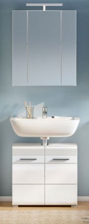 Badm�bel Set 2-teilig Leon in wei� Hochglanz Badkombination 60 x 182 cm