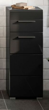 Badezimmer Unterschrank Leon in schwarz Hochglanz Badm�bel Kommode 30 x 79 cm
