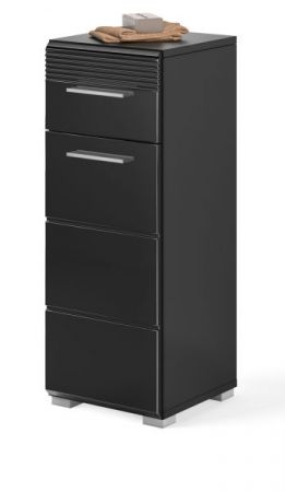 Badezimmer Unterschrank Leon in schwarz Hochglanz Badm�bel Kommode 30 x 79 cm