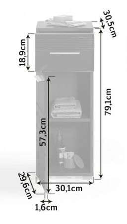 Badezimmer Unterschrank Leon in schwarz Hochglanz Badm�bel Kommode 30 x 79 cm