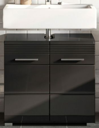 Waschbeckenunterschrank Leon in schwarz Hochglanz Badezimmer Unterschrank 60 x 56 cm