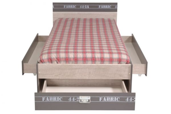 Parisot Kinder- und Jugendzimmer Fabric14 in Esche grau Set 3-teilig mit Bett, Nachttisch und Kommode