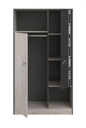 Parisot Kinder- und Jugendzimmer Set 5-teilig Fabric20 in Esche grau und schwarz mit Gamingtisch