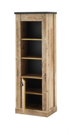 Midischrank Stove in Used Wood hell und anthrazit Regalschrank 51 x 146 cm