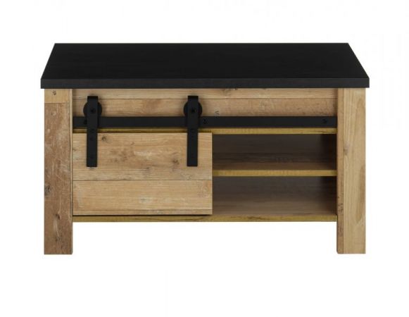 Couchtisch Stove in Used Wood hell und anthrazit Beistelltisch 93 x 60 cm