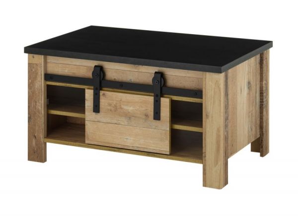 Couchtisch Stove in Used Wood hell und anthrazit Beistelltisch 93 x 60 cm