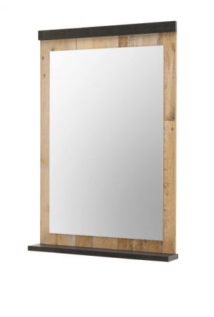 Garderobenspiegel Stove in Used Wood hell und anthrazit Wandspiegel mit Ablage 66 x 95 cm