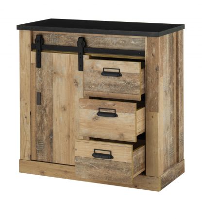 Kommode Stove in Used Wood hell und anthrazit Flurkommode 93 x 91 cm