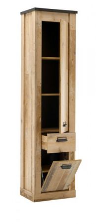 Schuhschrank Stove in Used Wood hell und anthrazit Flurschrank 51 x 201 cm Mehrzweckschrank