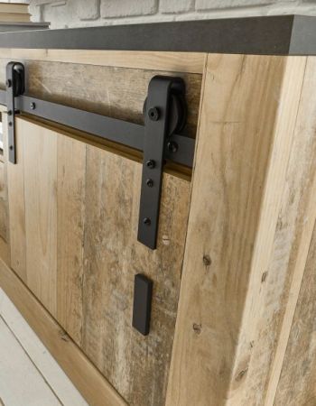 Garderobe Set 4-teilig Stove in Used Wood hell und anthrazit Garderobenkombination 164 x 201 cm